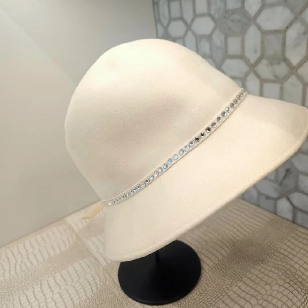 💋Frank Olive 100% Wool Hat with Rhinestones*NEW